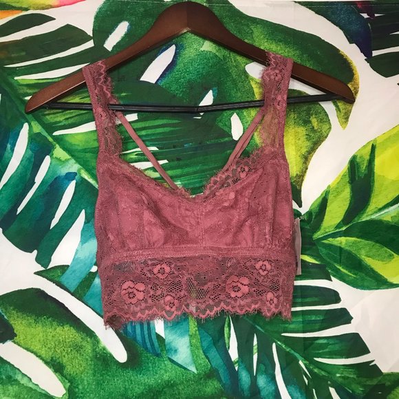 2/$20 NWT $24 Candies Medium Dusty Rose Pink Eyelash Lace Summer Bralette - Picture 4 of 6